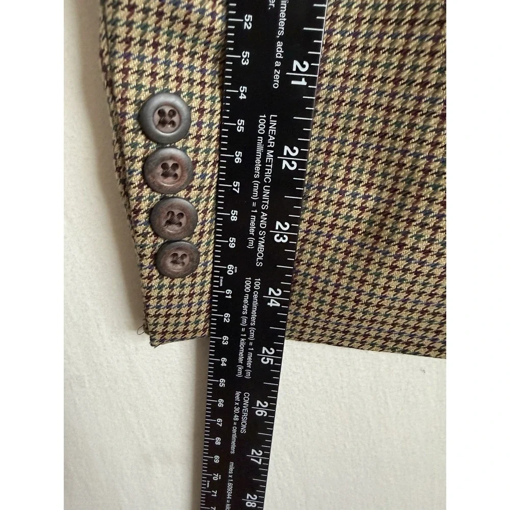 Robert Stock Men's Wool Houndstooth Sport Coat Blazer Brown Tan Tweed 39R
